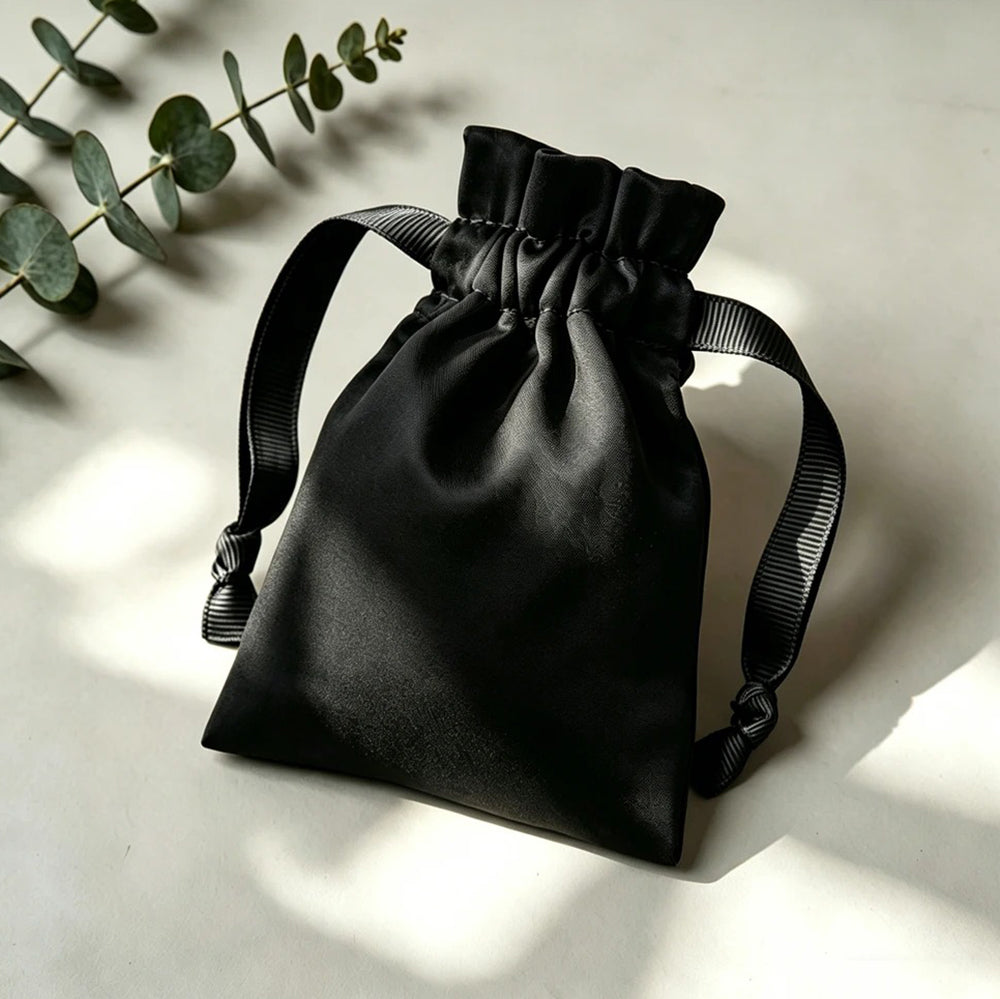 Silk Drawstring Bag for Wedding Favors Gift Cosmetic Candy Packaging Satin Pouch Pocket Print LOGO