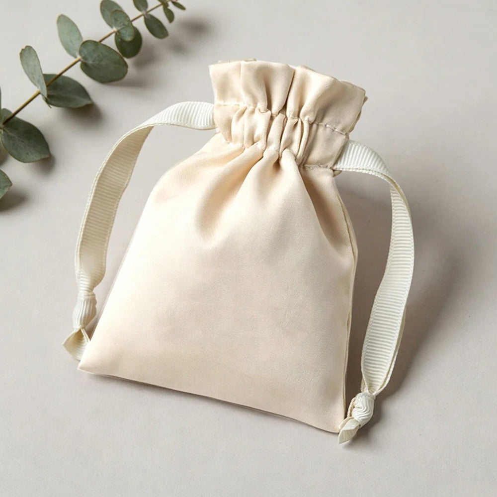 Silk Drawstring Bag for Wedding Favors Gift Cosmetic Candy Packaging Satin Pouch Pocket Print LOGO