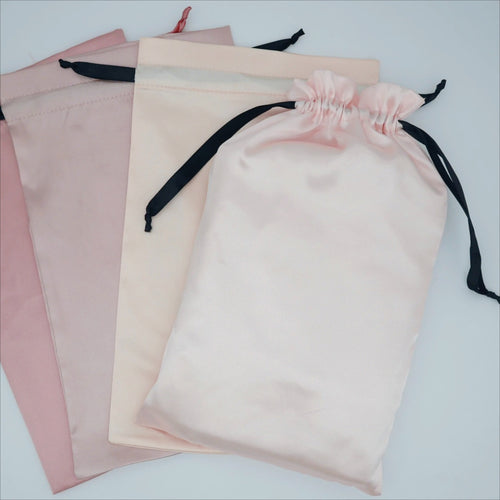 Pink Silk Satin Packaging Bags for Jewelry/Hair Wig/Cosmetic/Product, Custom Size/Logo